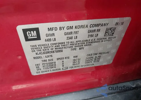 2019 Buick Encore Awd Essence z USA, uszkodzony, nr VIN KL4CJGSM2KB750956